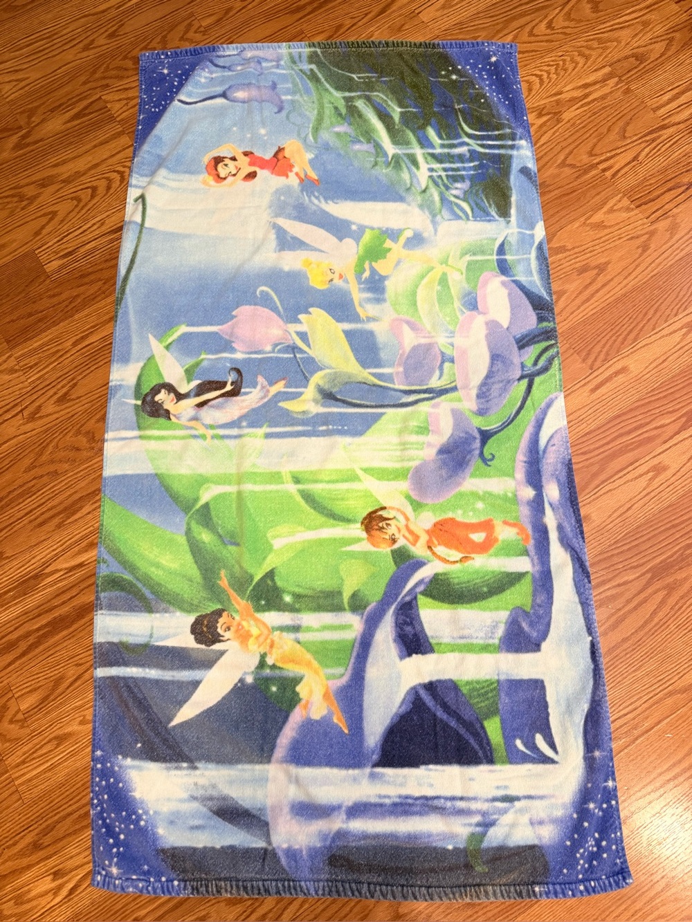 Vintage 2000s Disney Store Disney Fairies Beach Towel Tinker Bell & Friends Cott